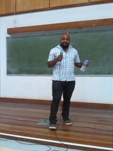 Co-Founder of Humans of Papua New Guinea Nick talking to students